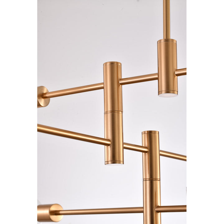 Brass Metal Four Tier Ceiling Fixture with Visible