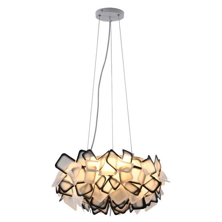 Black &amp; White Acrylic LED Chandelier with White Hardware