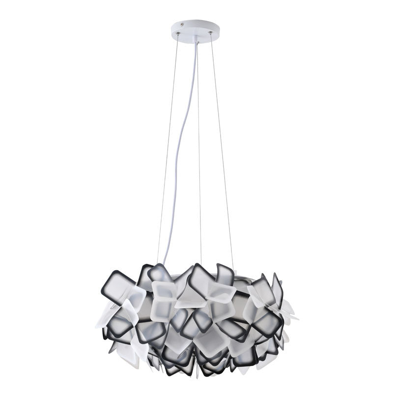 Black &amp; White Acrylic LED Chandelier with White Hardware