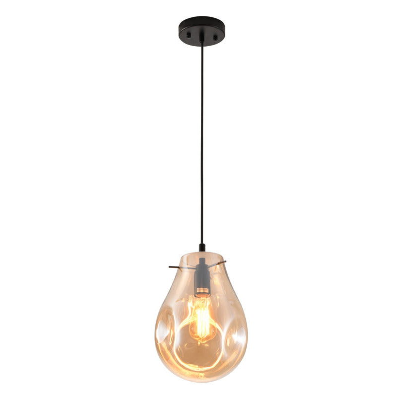 Dented Jar Glass Pendant Light with Hardware in Amber by Bethel