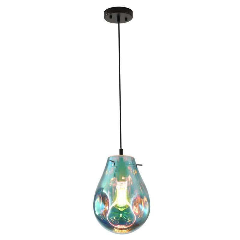 Dented Jar Glass Pendant Light with Hardware in Black by Bethel