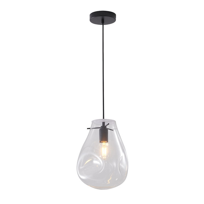 Dented Jar Glass Pendant Light with Hardware in Black by Bethel