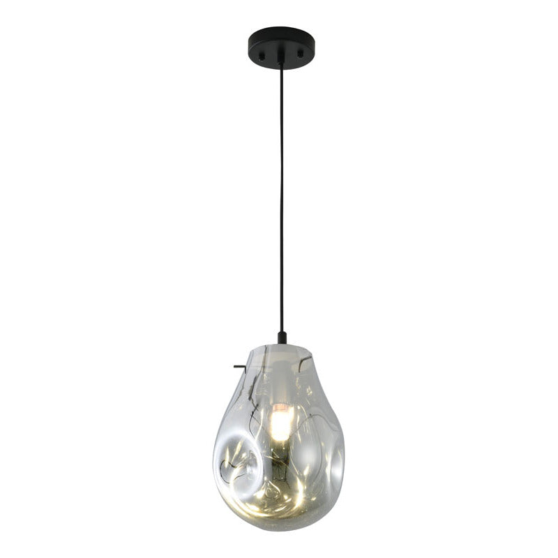 Dented Jar Glass Pendant Light with Hardware in Silver by Bethel