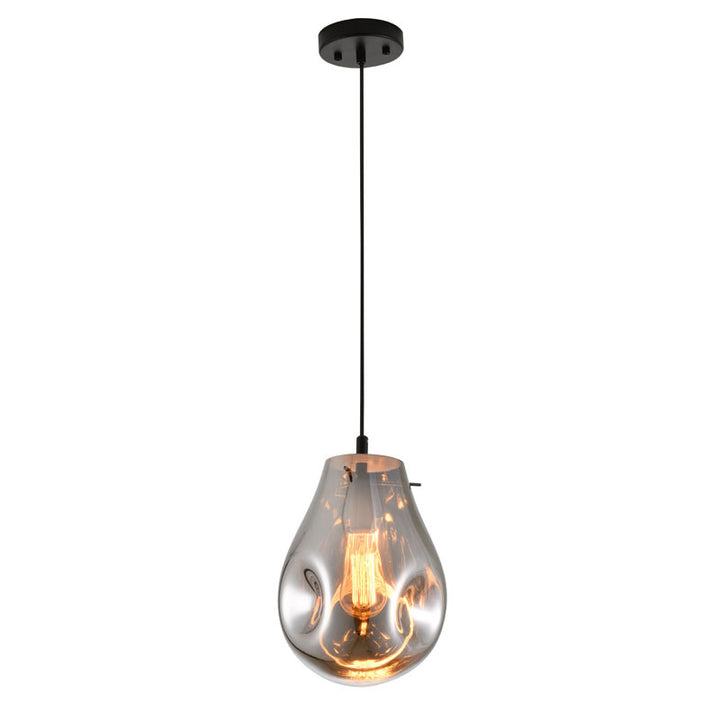 Dented Jar Glass Pendant Light with Hardware in Smoke by Bethel