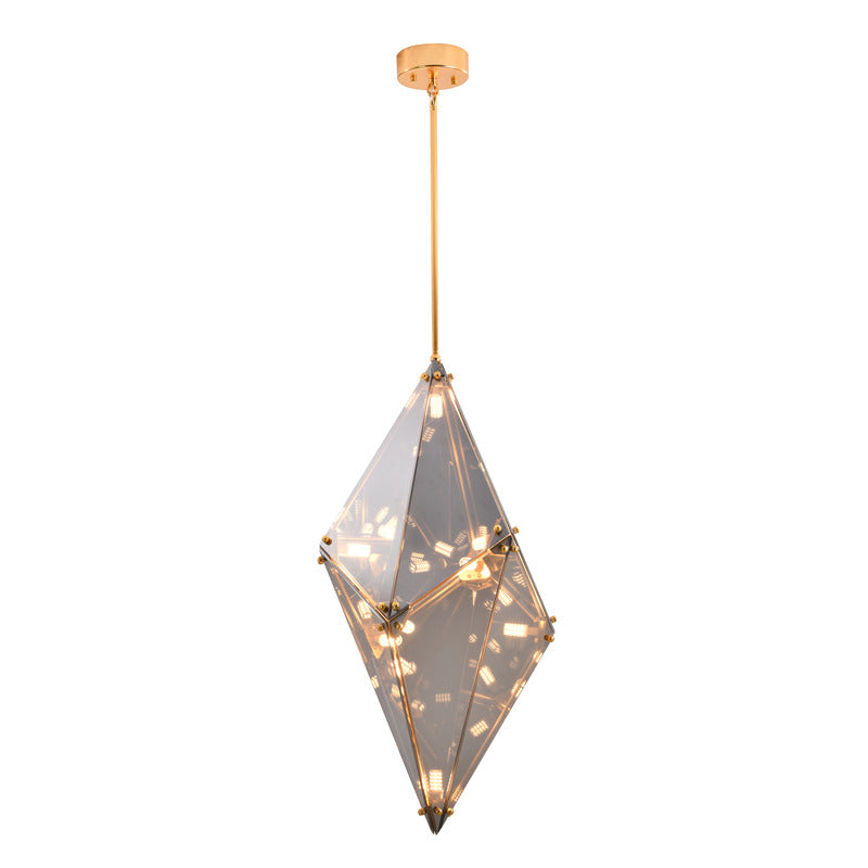 Framed Prism Chandelier with Glass Shade, 11.81" / DLS51C22SM, by Bethel