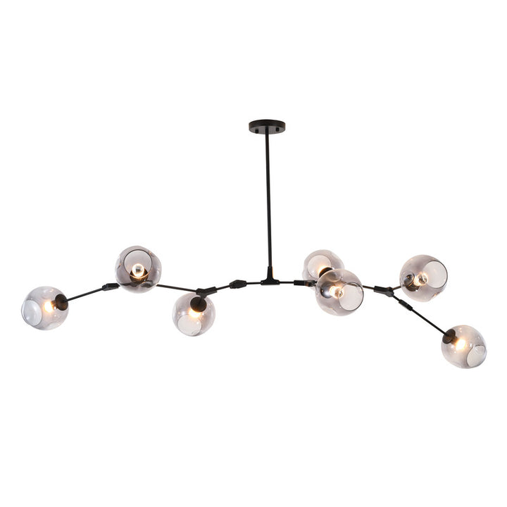 Metal Frame Chandelier with Glass Shades in Black by Bethel