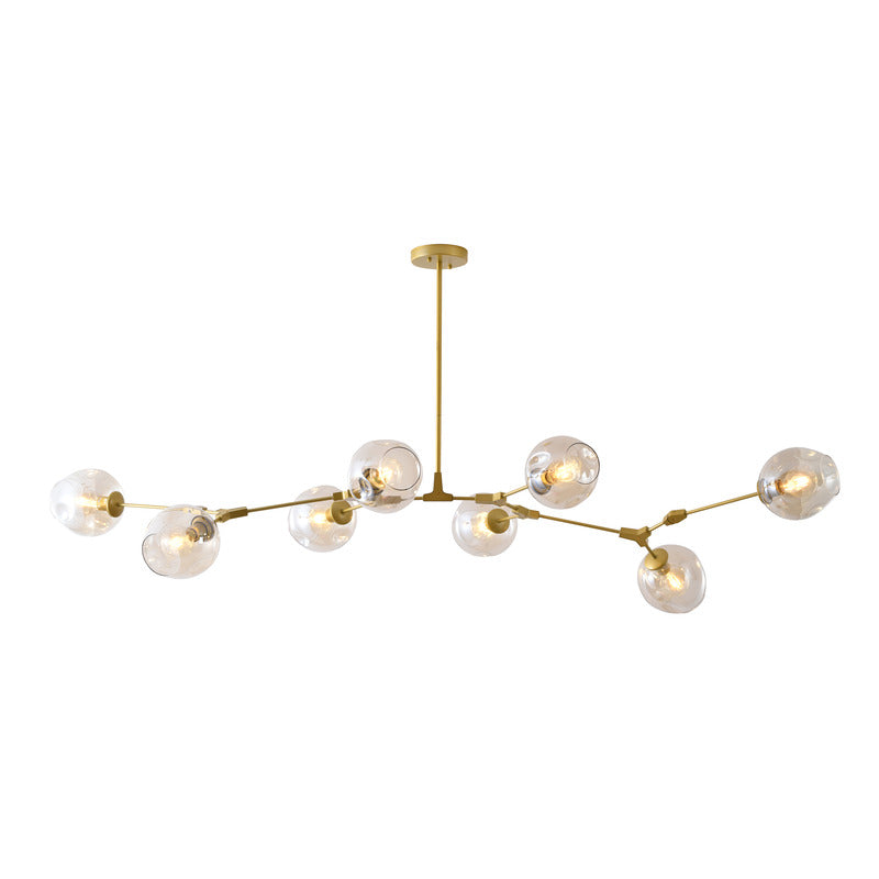 Metal Frame Chandelier with Glass Shades in Gold by Bethel
