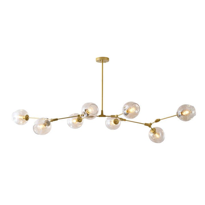 Metal Frame Chandelier with Glass Shades in Gold by Bethel