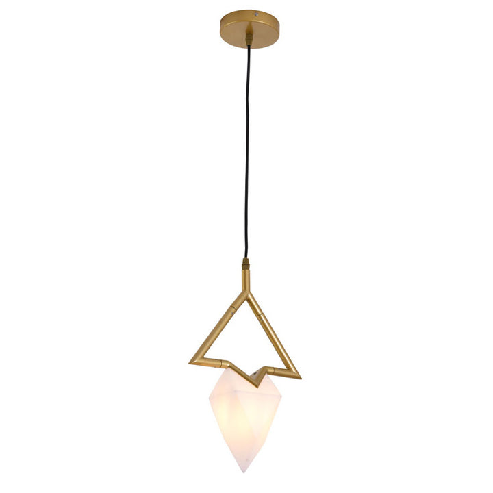 Gold Metal Pendant Light with White Acrylic Shade by Bethel