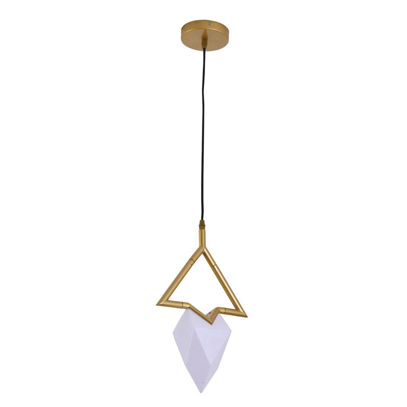 Gold Metal Pendant Light with White Acrylic Shade by Bethel - view 2