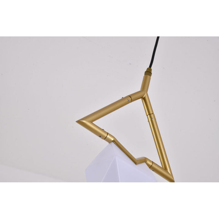 Gold Metal Pendant Light with White Acrylic Shade by Bethel - view 3