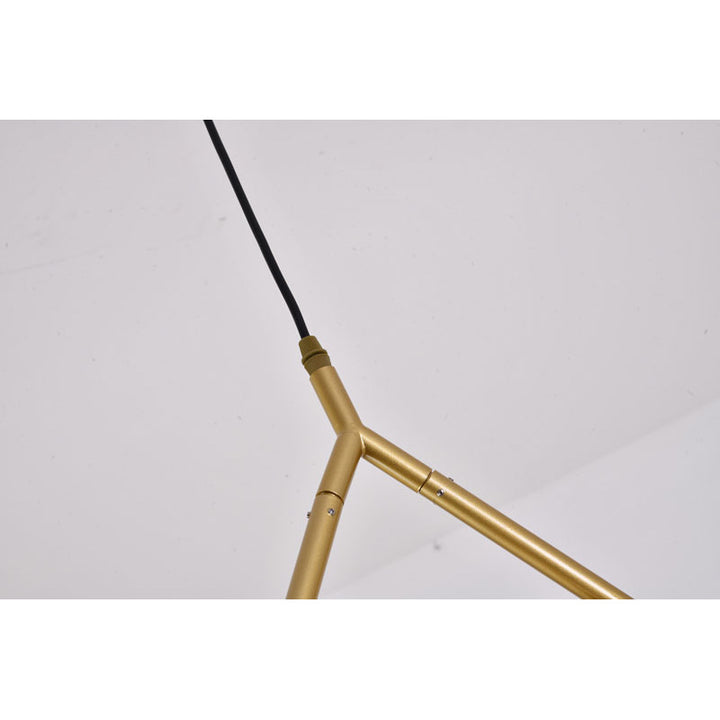 Gold Metal Pendant Light with White Acrylic Shade by Bethel - view 5