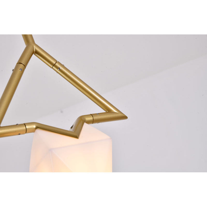 Gold Metal Pendant Light with White Acrylic Shade by Bethel - view 6