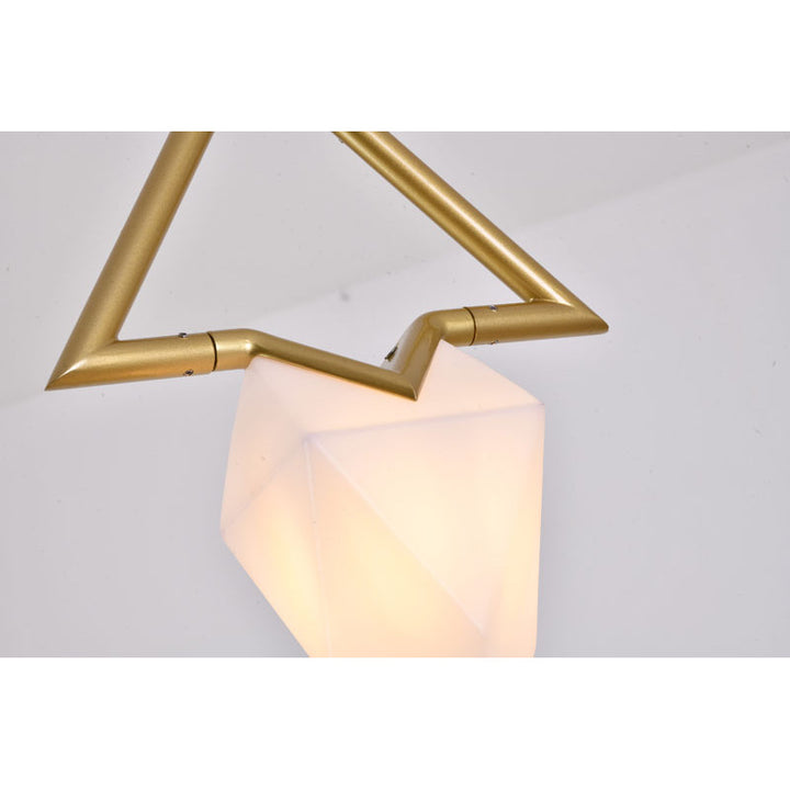 Gold Metal Pendant Light with White Acrylic Shade by Bethel - view 7