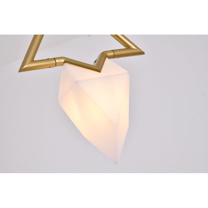Gold Metal Pendant Light with White Acrylic Shade by Bethel - view 8