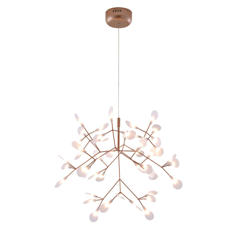 Matte Copper Branch Chandelier with White Acrylic Shades by Bethel