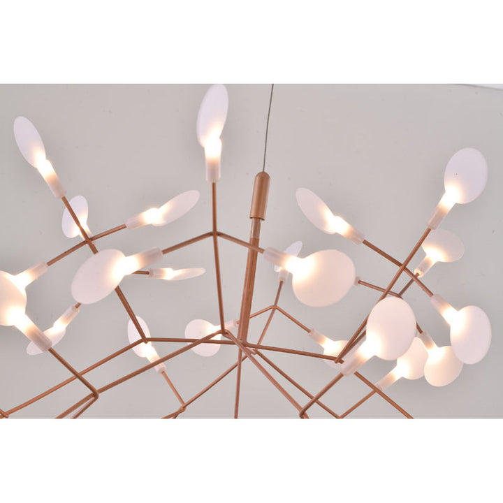 Matte Copper Branch Chandelier with White Acrylic Shades by Bethel - view 3
