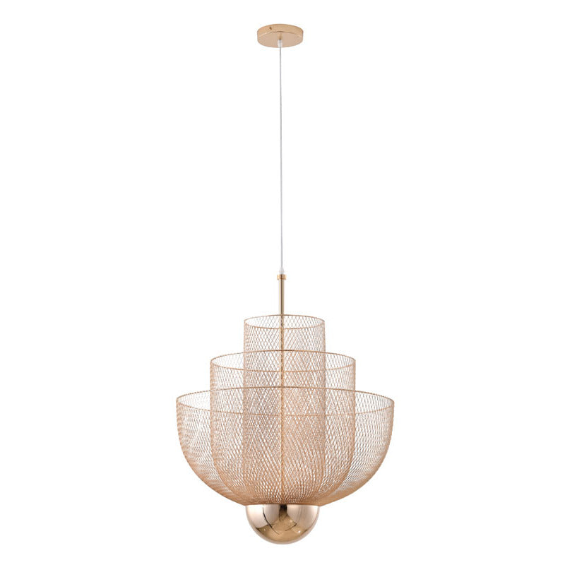 Three Tier Mesh LED Chandelier with Hardware by Bethel - view 2
