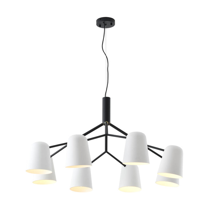 White Aluminium Cup Chandelier with Black Metal Frame by Bethel