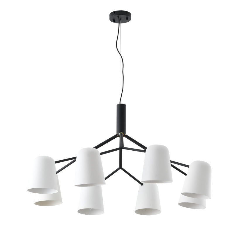 White Aluminium Cup Chandelier with Black Metal Frame by Bethel - view 2