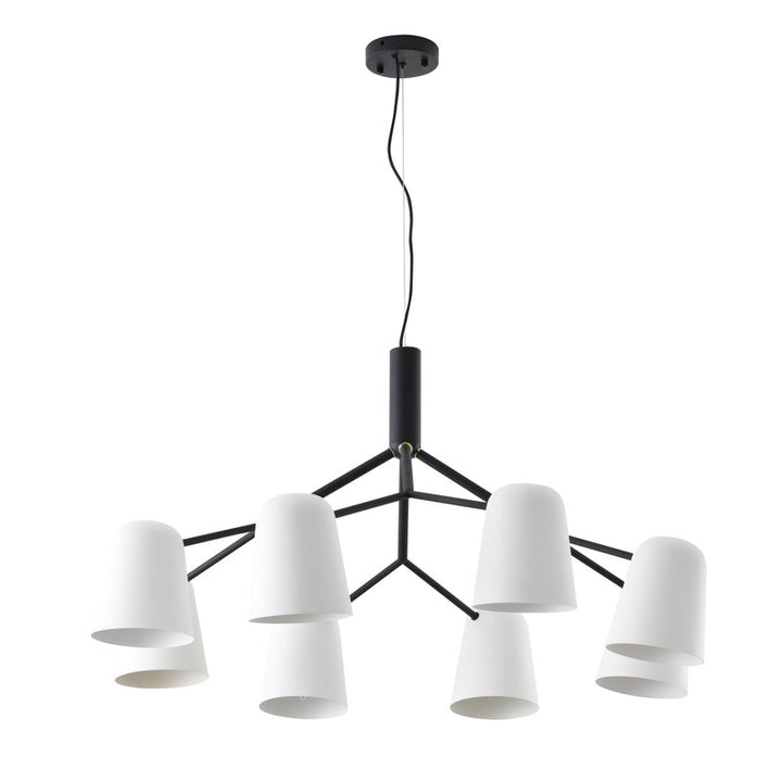 White Aluminium Cup Chandelier with Black Metal Frame by Bethel - view 2
