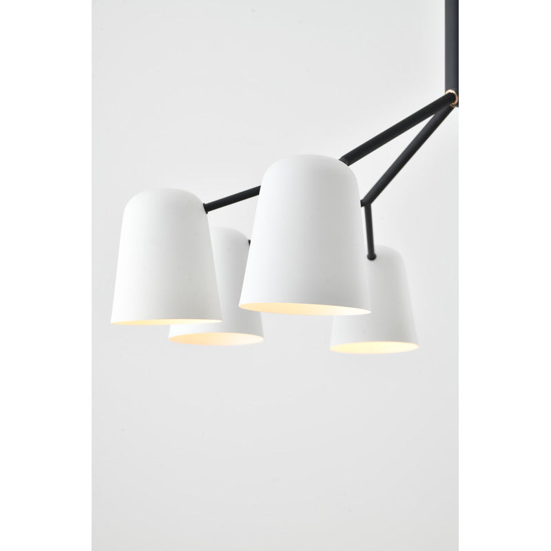 White Aluminium Cup Chandelier with Black Metal Frame by Bethel - view 3