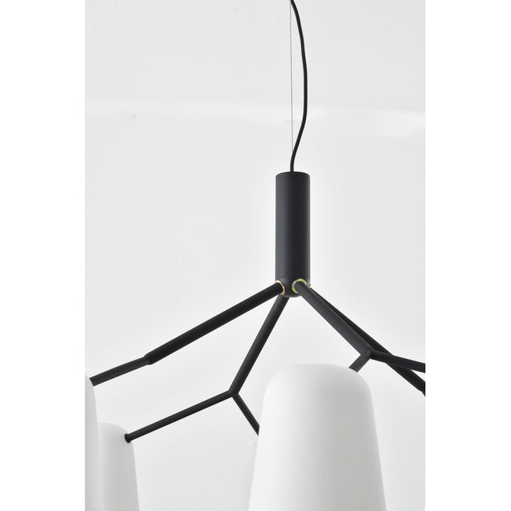 White Aluminium Cup Chandelier with Black Metal Frame by Bethel - view 4