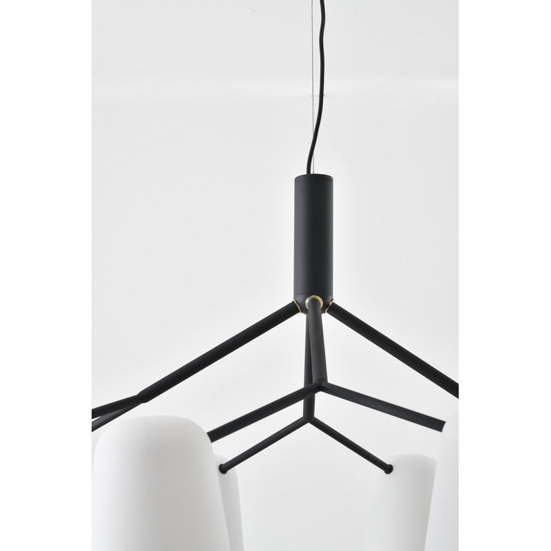 White Aluminium Cup Chandelier with Black Metal Frame by Bethel - view 5