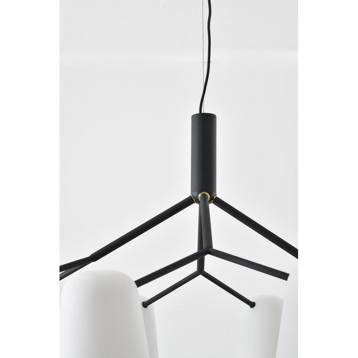 White Aluminium Cup Chandelier with Black Metal Frame by Bethel - view 5