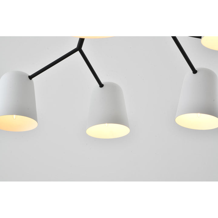 White Aluminium Cup Chandelier with Black Metal Frame by Bethel - view 8