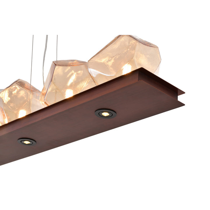 Bronze Metal Frame Chandelier with Amber Glass Shades by Bethel - view 4