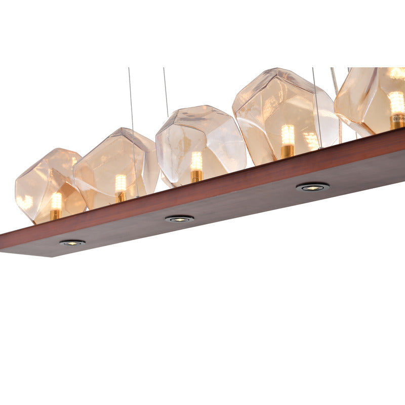 Bronze Metal Frame Chandelier with Amber Glass Shades by Bethel - view 6