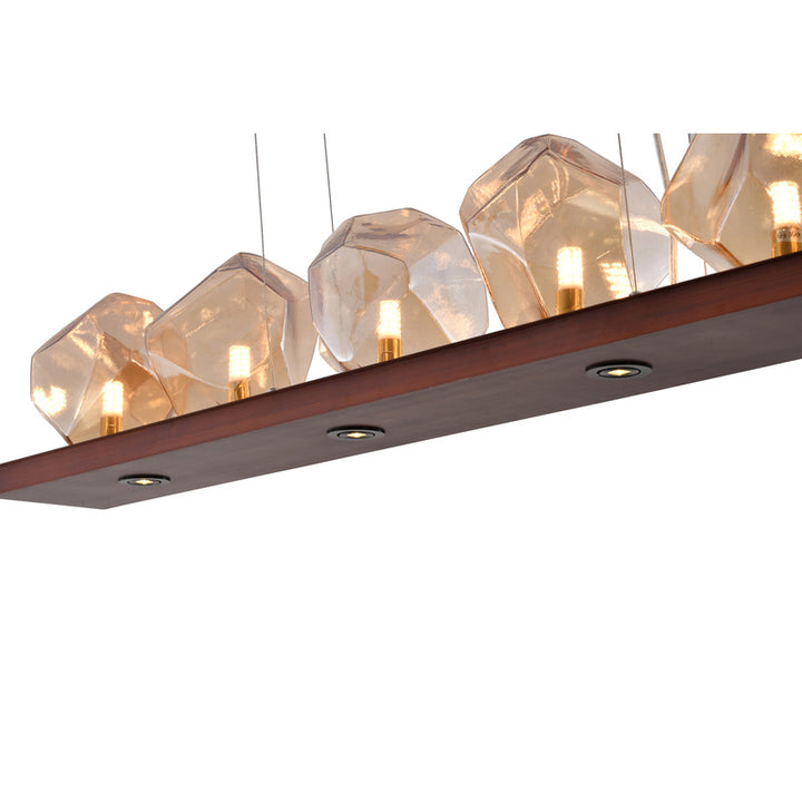 Bronze Metal Frame Chandelier with Amber Glass Shades by Bethel - view 7