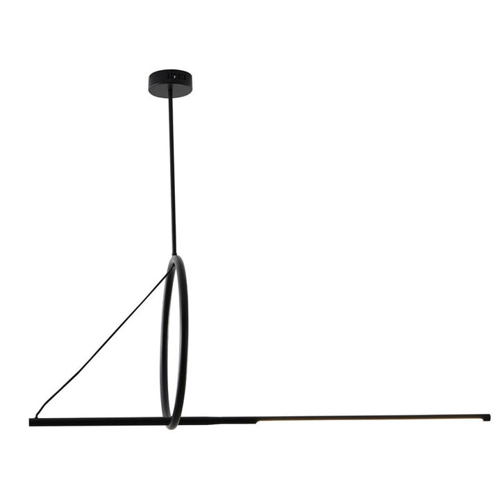 Black Ring and Linear Stick LED Chandelier with White Acrylic Diffuser by Bethel