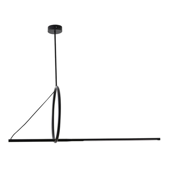 Black Ring and Linear Stick LED Chandelier with White Acrylic Diffuser by Bethel - view 2