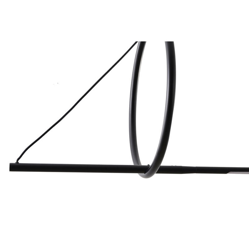 Black Ring and Linear Stick LED Chandelier with White Acrylic Diffuser by Bethel - view 3