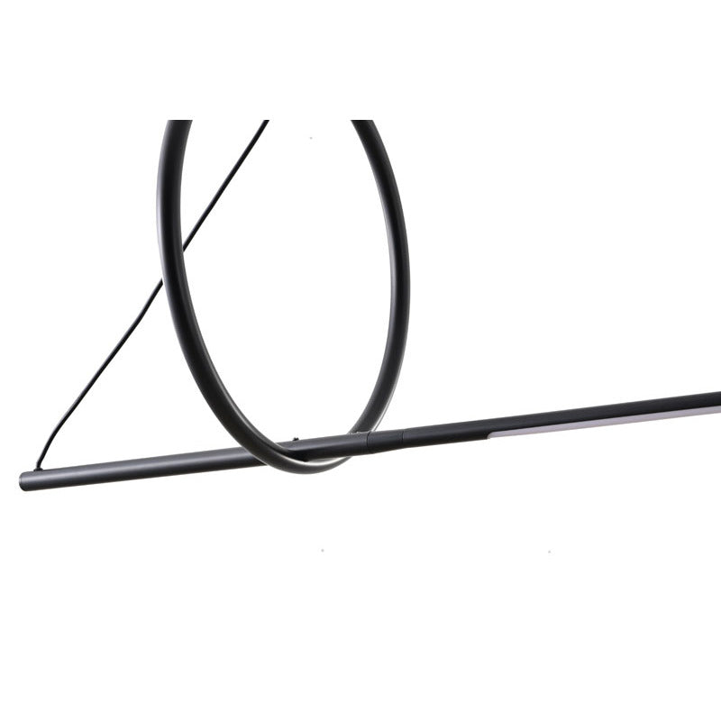 Black Ring and Linear Stick LED Chandelier with White Acrylic Diffuser by Bethel - view 8