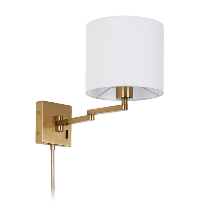 1 Light Double Swing Arm Wall Lamp in Aged Brass by Dainolite