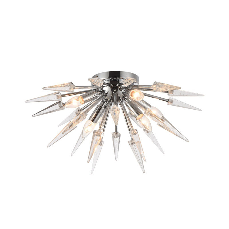 Clear Crystal Spike Flush Mount with Frame, 24", by Bethel