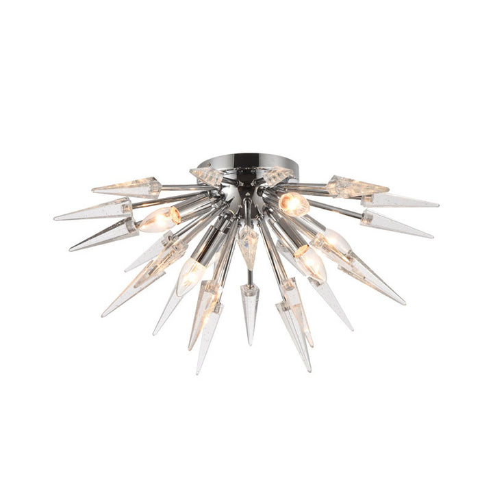 Clear Crystal Spike Flush Mount with Frame, 24", by Bethel