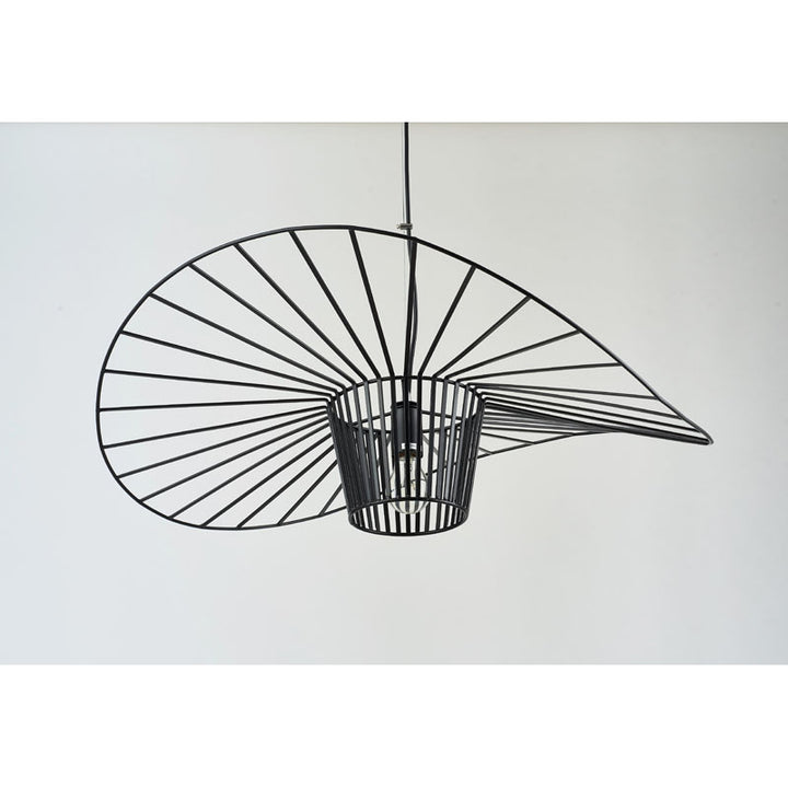 Single Pendant Black Iron Wire "hat" Shaped Light Fixture