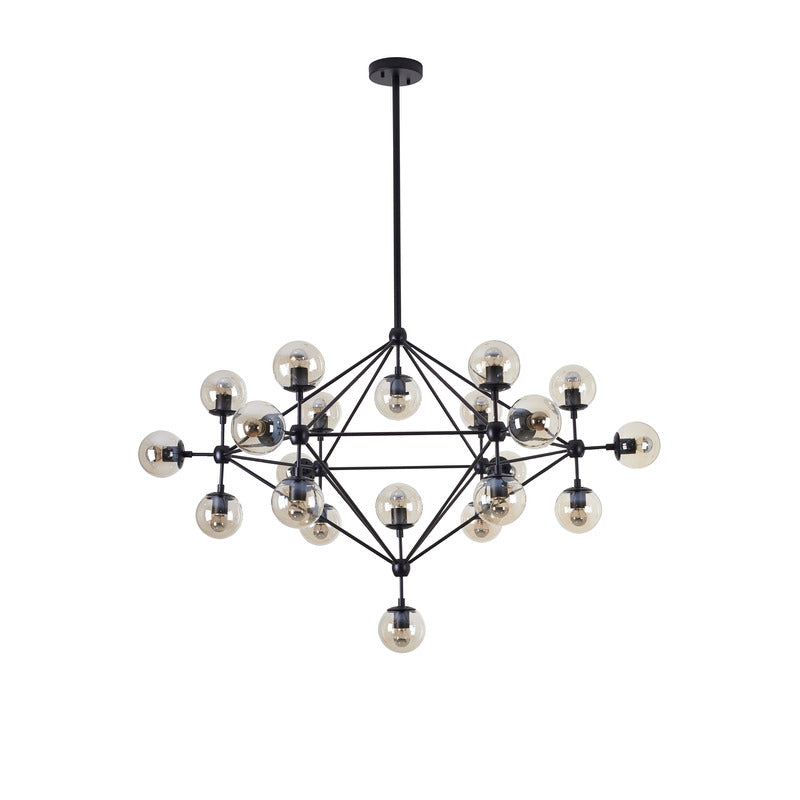 Geometric Frame Ceiling Fixture with Coffee Color Glass Shades by Bethel - view 17