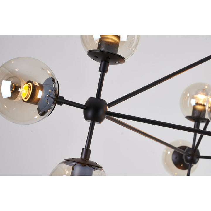 Geometric Frame Ceiling Fixture with Coffee Color Glass Shades by Bethel - view 18