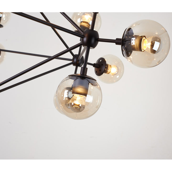Geometric Frame Ceiling Fixture with Coffee Color Glass Shades by Bethel - view 20