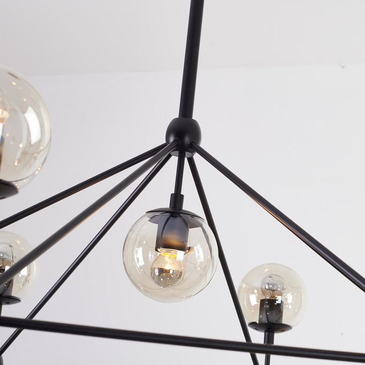 Geometric Frame Ceiling Fixture with Coffee Color Glass Shades by Bethel - view 21