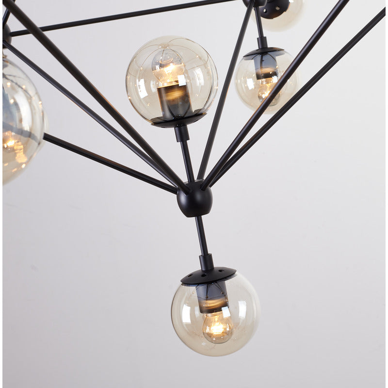 Geometric Frame Ceiling Fixture with Coffee Color Glass Shades by Bethel - view 22