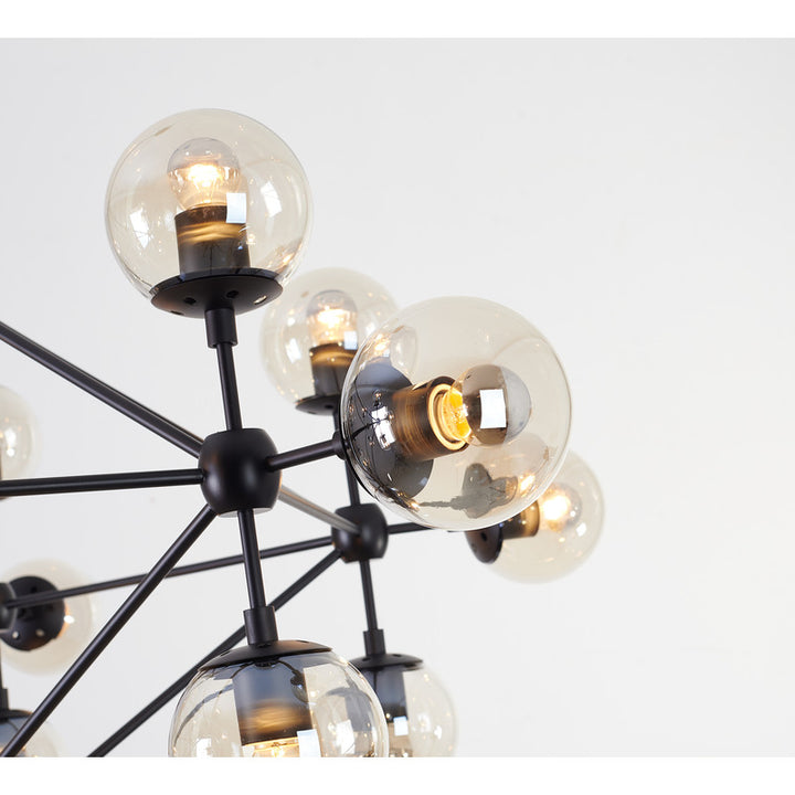 Geometric Frame Ceiling Fixture with Coffee Color Glass Shades by Bethel - view 23