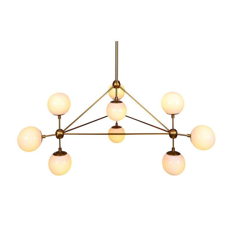 Geometric Frame Ceiling Fixture with Coffee Color Glass Shades in Gold by Bethel