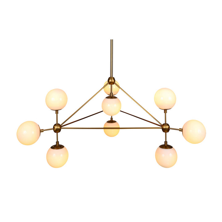 Geometric Frame Ceiling Fixture with Coffee Color Glass Shades in Gold by Bethel