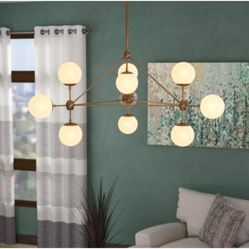 Geometric Frame Ceiling Fixture with Coffee Color Glass Shades by Bethel - view 8
